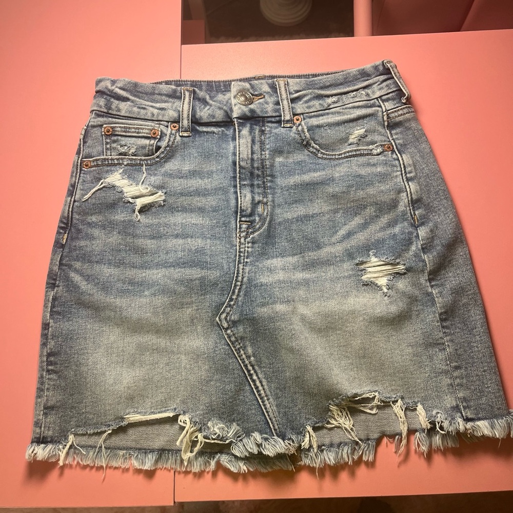 American eagle curvy high‎ rise denim mini skirt